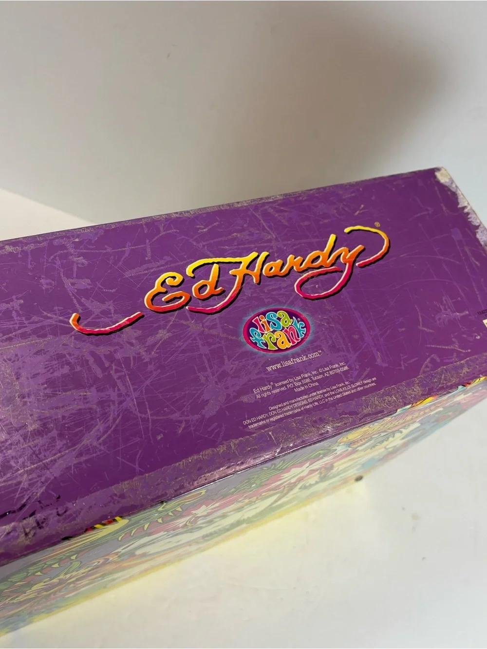 Ed Hardy x Lisa Frank Hanging File Box Tropical Tattoo Koi Dragon Rainbow Y2K